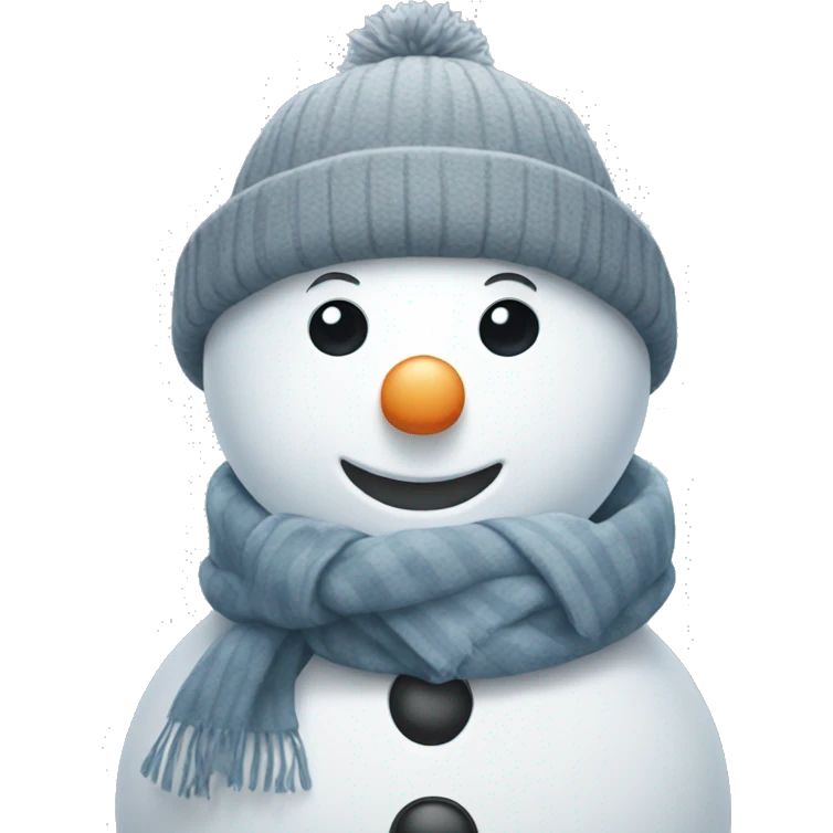Blue grey cute snowman with cheeks and scarf  emoji