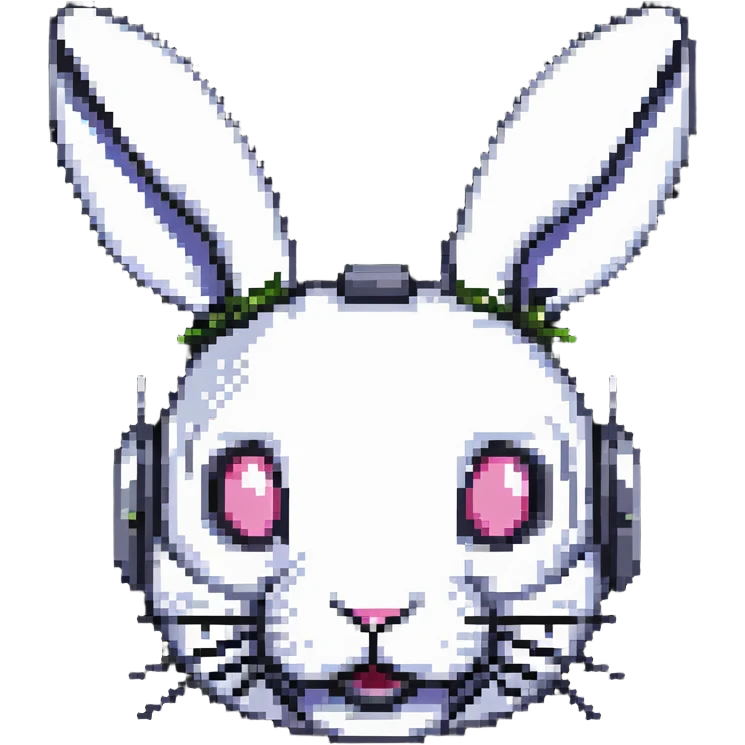 happy futuristic rabbit robot face, only the face emoji