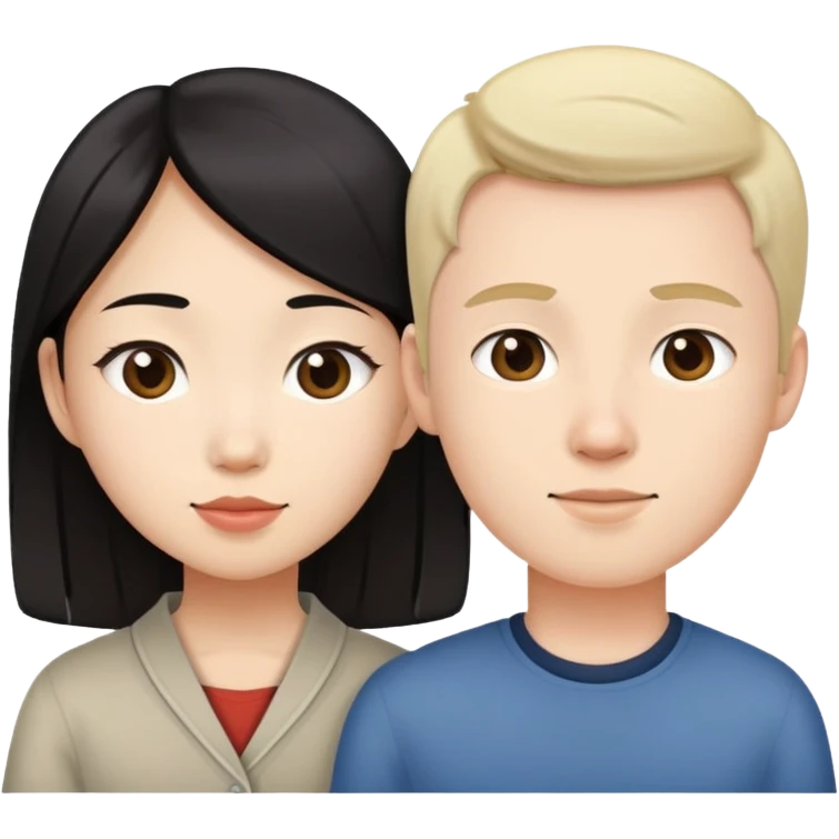Asian girl and white boy couple emoji