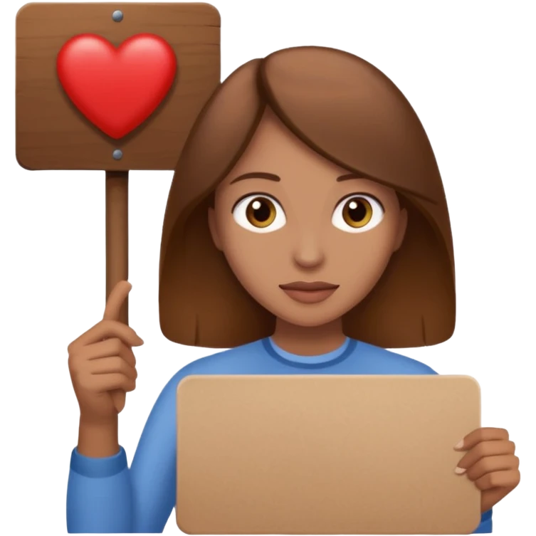 brown haired women with a sign with "Sosholondas" on it emoji
