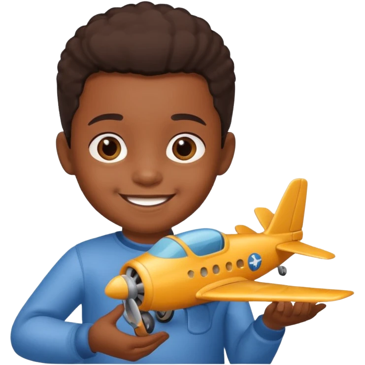 black child playing with plane emoji