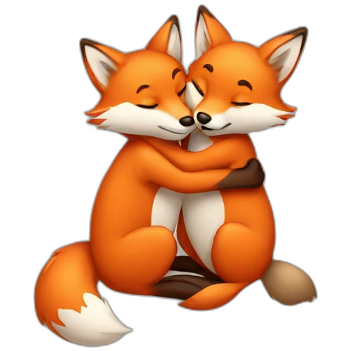 Foxes hugging emoji