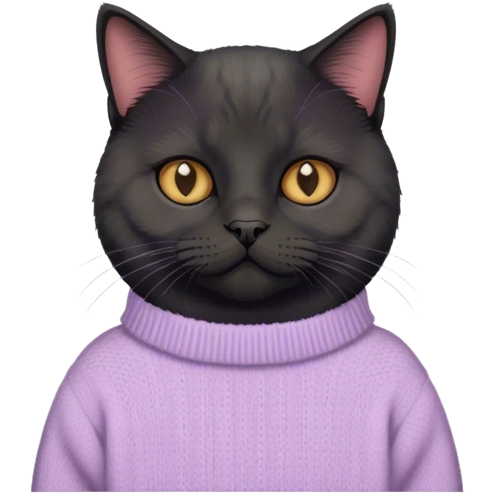 Black British cat with pastel sweater emoji