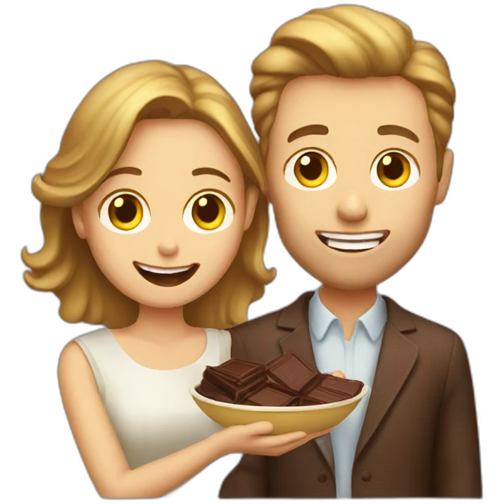 white couple eating chocolat emoji