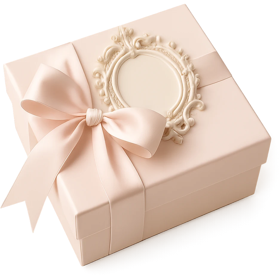 Elegant Rococo pale girly  gift box  , remove background emoji