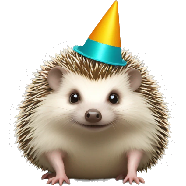 Hedgehog wearing party hat emoji