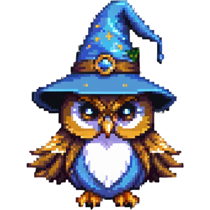 Owl with a wizard hat emoji