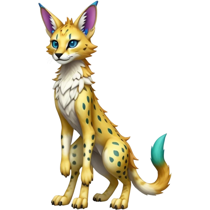 Epic Edgy Colorful ethereal eldritch Sergal-Serval-Fionbri full body emoji