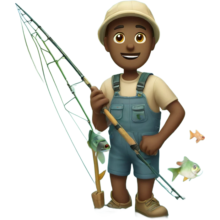 A big heart going fishing emoji