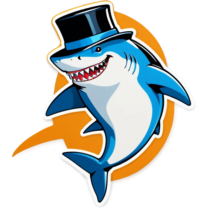 Shark with a top hat emoji