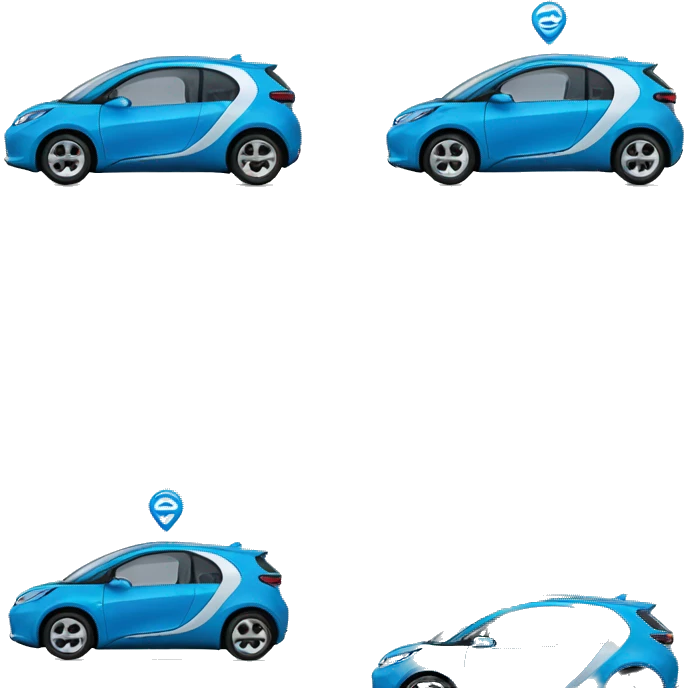 Electric car smiling  blue  emoji