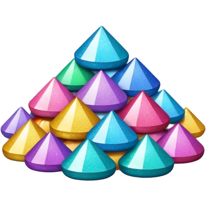  a pile of glitter with sparkling highlights. Rounded, glossy, smooth, soft shadows, white background.

 emoji