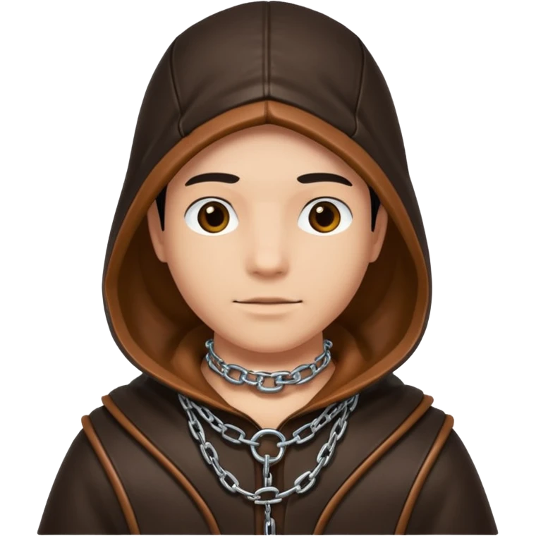 Leather hooded gimp with chain collar emoji