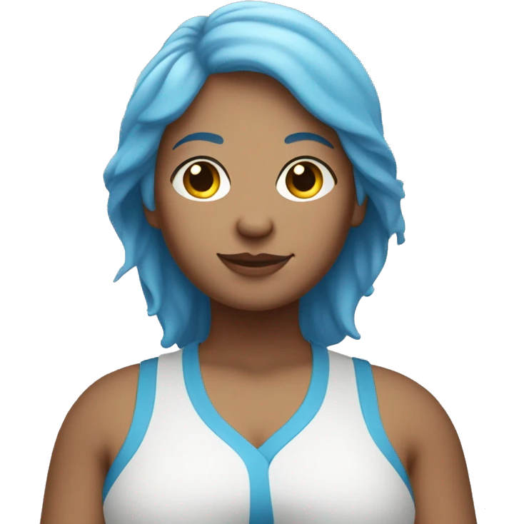 chubby caucasian yoga instructor with blue hair emoji