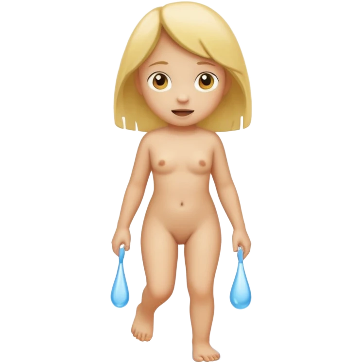 Child girl peeing naked walking on 4 emoji
