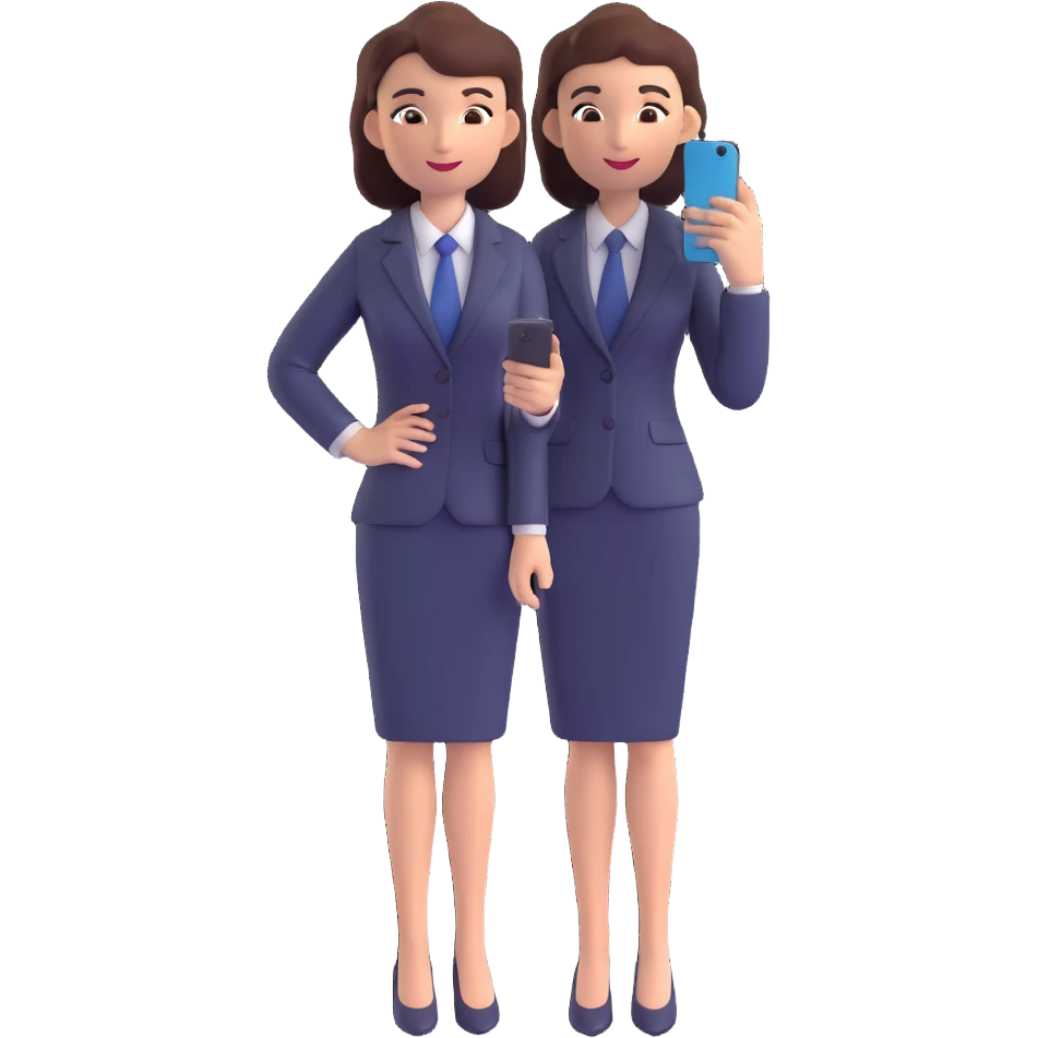 3D illustration of a professional woman using a phone, business attire, confident pose, modern style emoji
