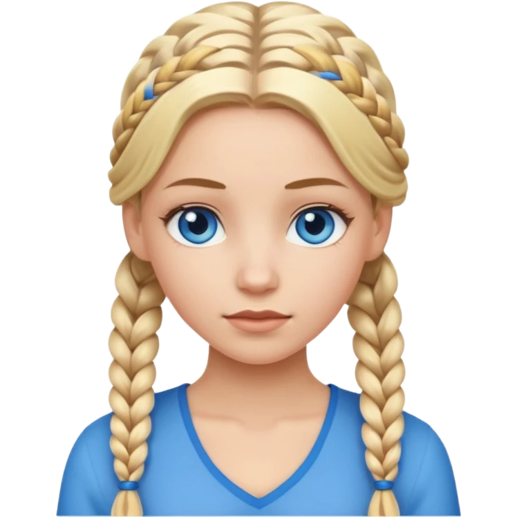 white girl with 10 blonde braids emoji