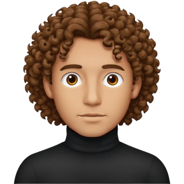 curly haired man in turtle neck emoji