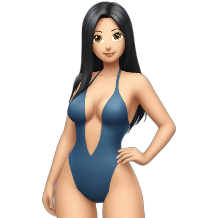 nico robin full body pawg micro swimsuit back focus emoji