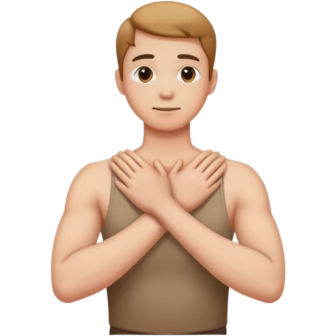Arms crossing holding neck emoji