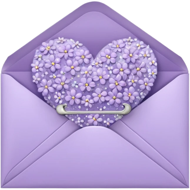 a closed pastel lavender lilac flowers heart shiny sparkly glittery aesthetic romantic vintage envelope  emoji