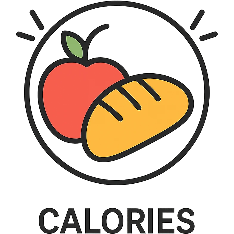 calories icon, stylized food with energy lines, modern and minimal, suitable for app icon emoji