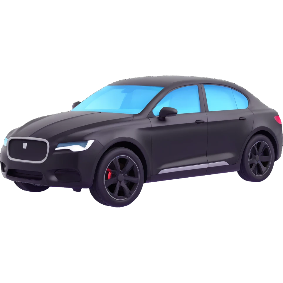modern and clean glossy black car partially covered by a light gray or transparent film that is slightly curved and partially unrolled, showing adhesion to the car emoji