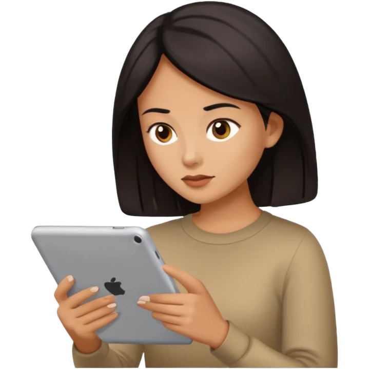 dark hair woman reading a tablet emoji