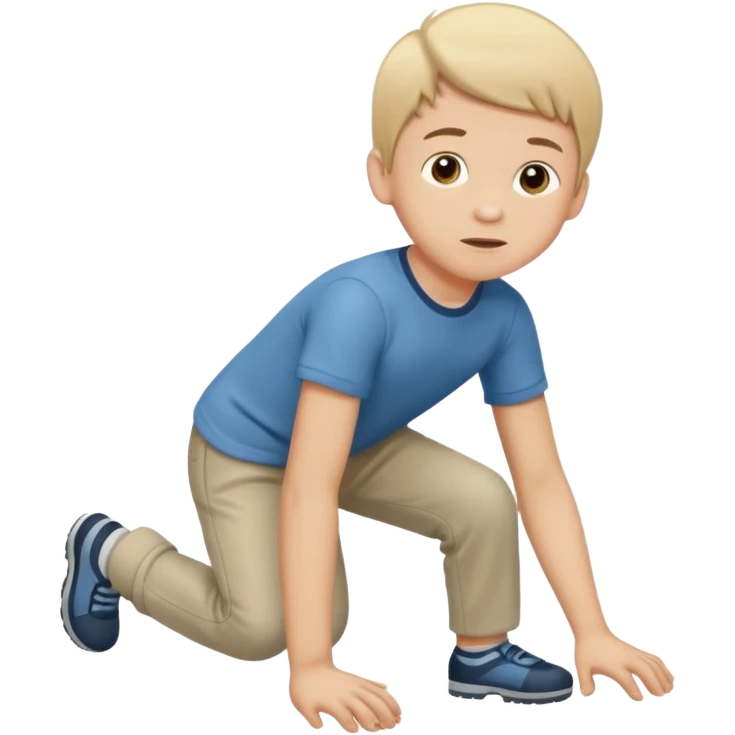 Child boy walking like animal emoji