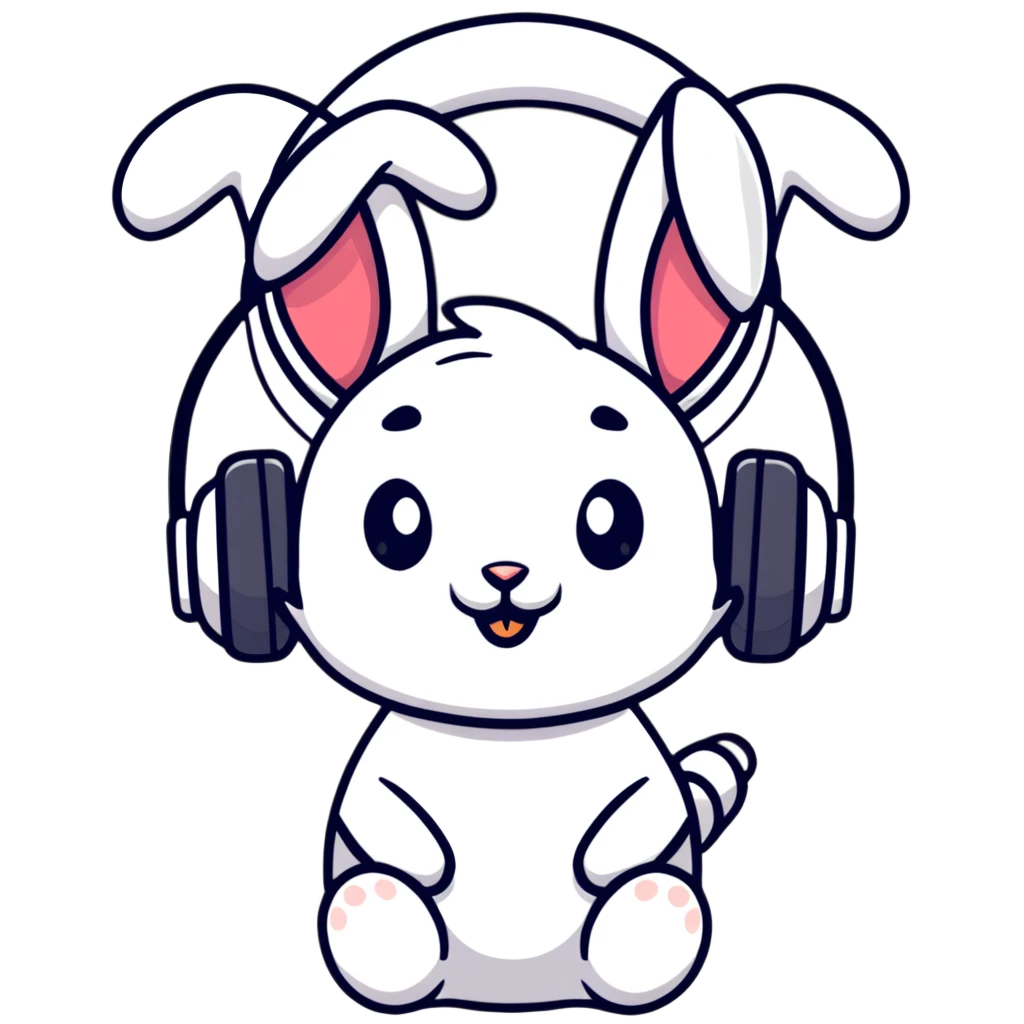 headphones with bunny ears, cartoon style emoji