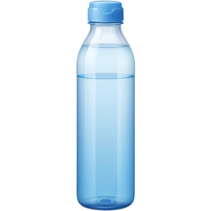 tall translucent plastic bottle with smooth curves and slightly tinted blue or white cap, filled with clear liquid, clean minimal design, no label, no measuring cap, no drops, no extras, sealed bottle, soft lighting, subtle shadows, emoji scale emoji