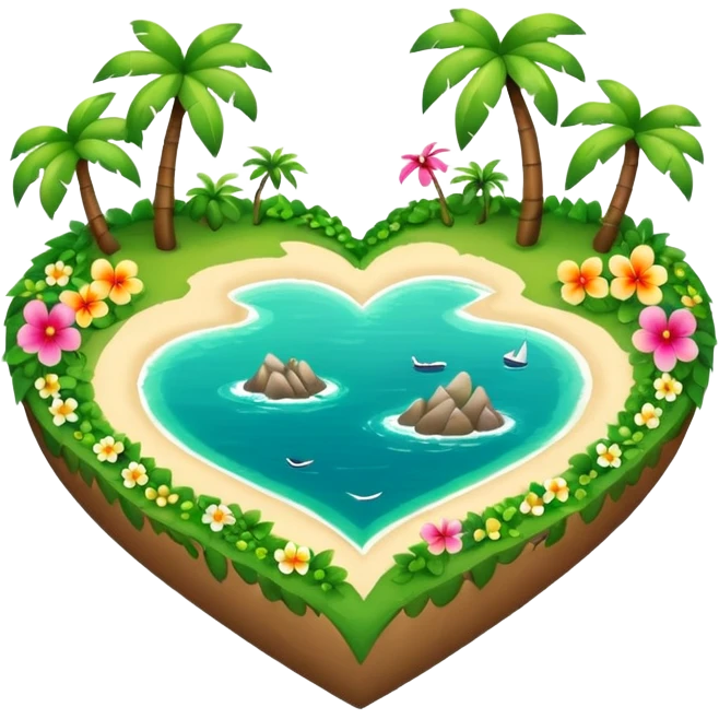 A island heart with green and flowers on it emoji