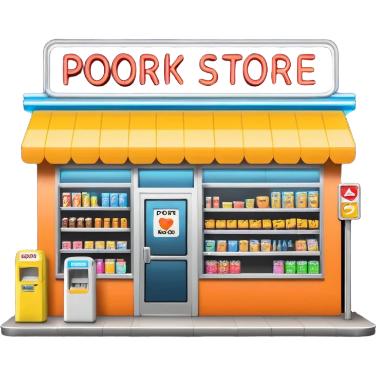 Convenience store named poor store and more emoji