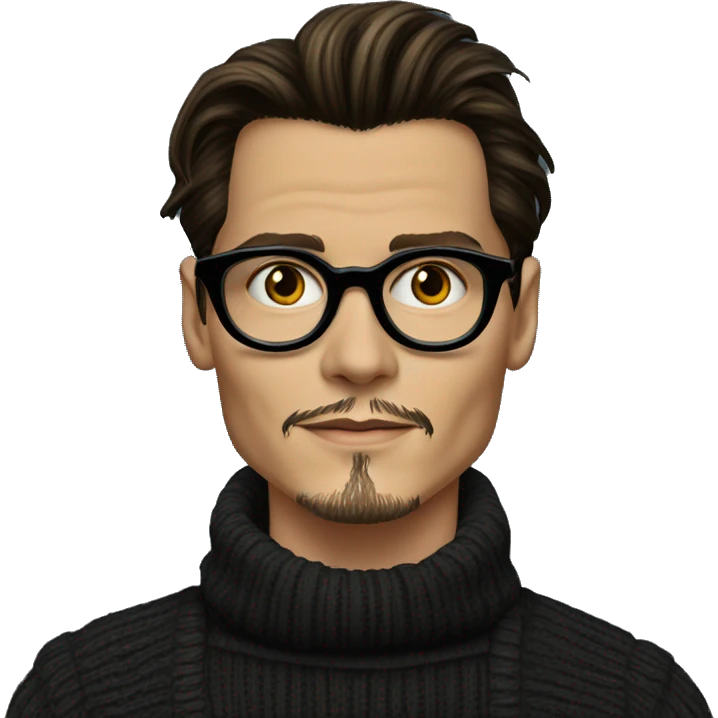 Johnny depp young with round glasses in black jumper emoji