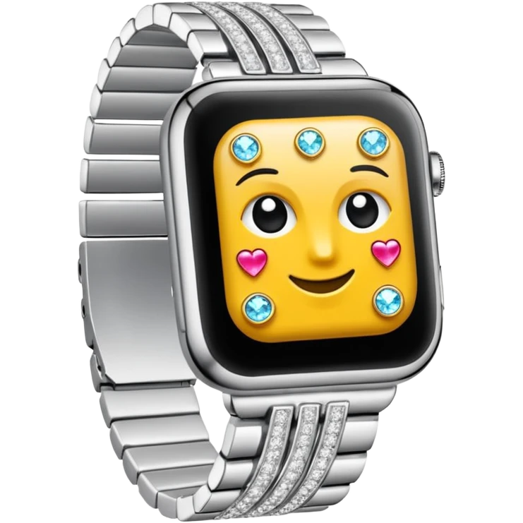 Crie um relógio de pulso prateado cravejado de diamantes brilhantes emoji