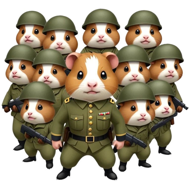 Army of angry guinea pigs in army suits attacking georgian people  emoji