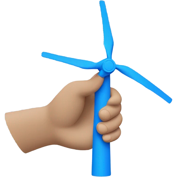 a small blue energy of wind in hand emoji