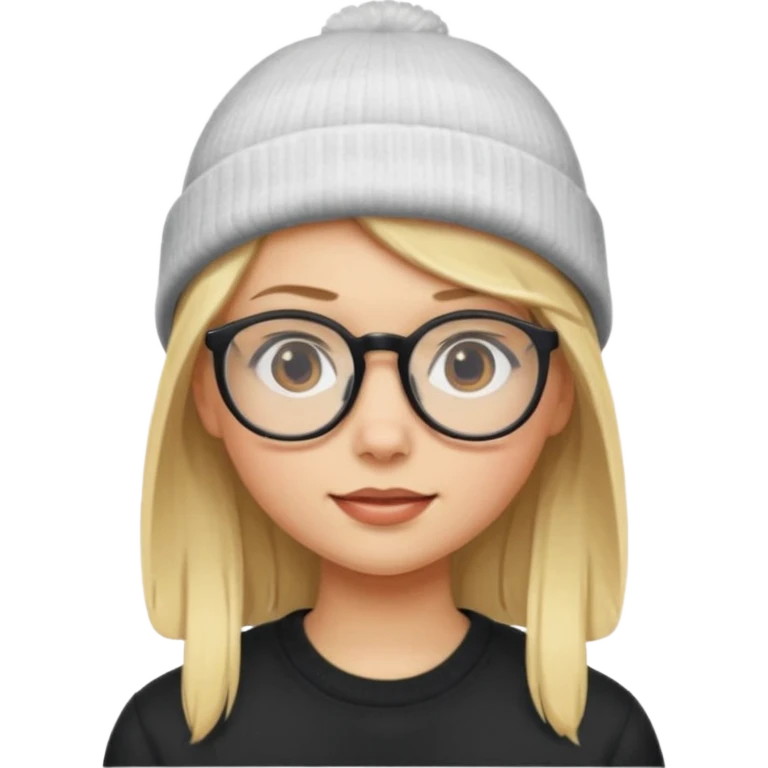 Blonde girl wearing glasses and beanie emoji