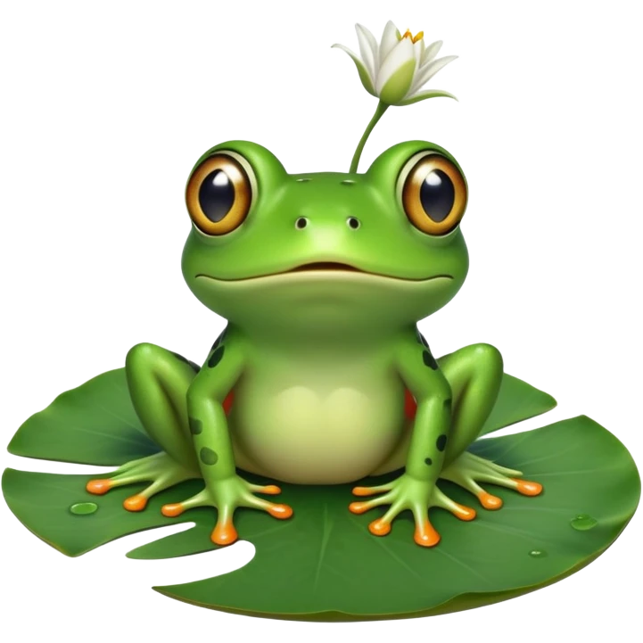 frog slipping on a lily pad with shocked expression emoji