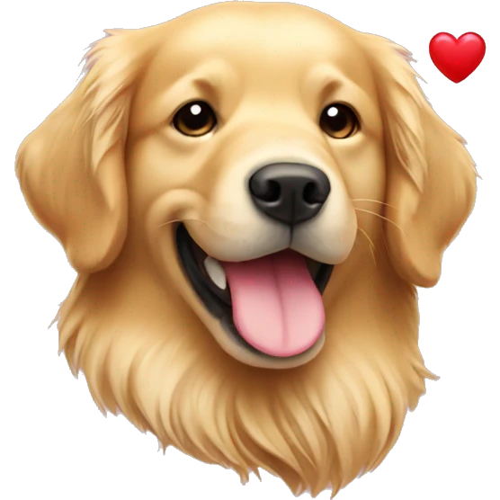 Golden retriever with heart emoji