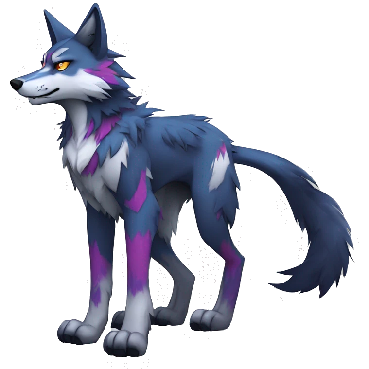  Cool Edgy Colorful Anthro Digimon-Fakemon-Wolf with edgy markings full body emoji