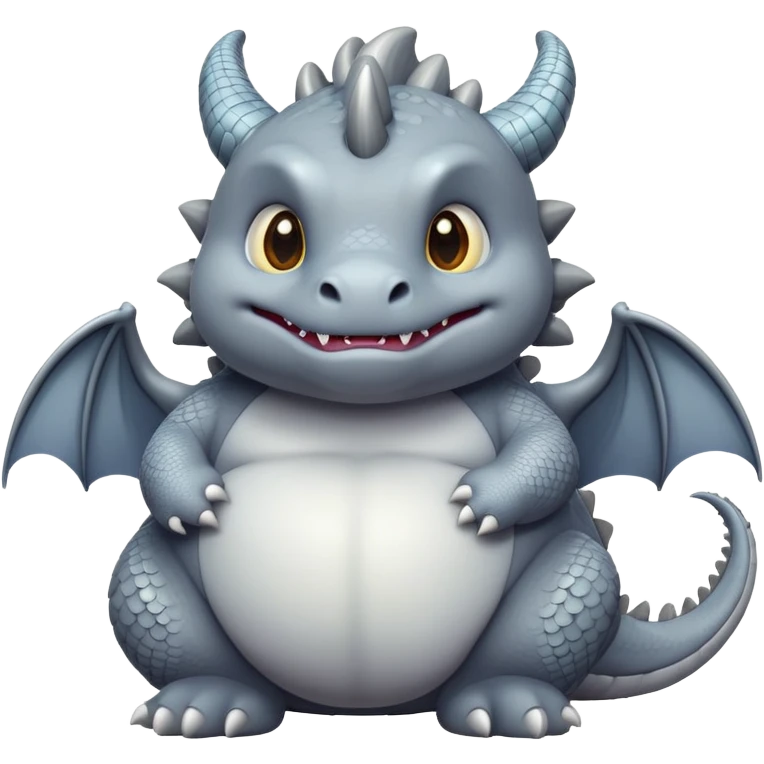 cute and chubby grey dragon emoji