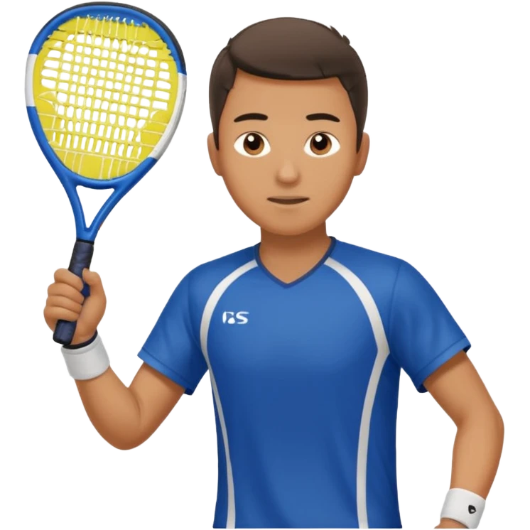 Male, eurasian, wearing sports cloth, swinging padel raquet emoji