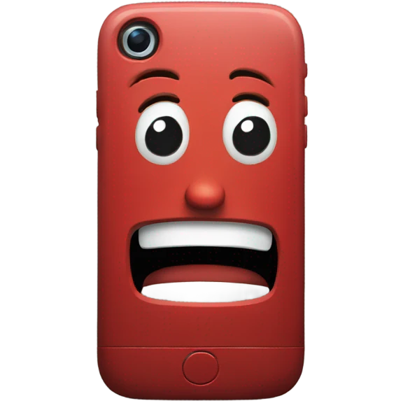 Red smartphone nervous emoji