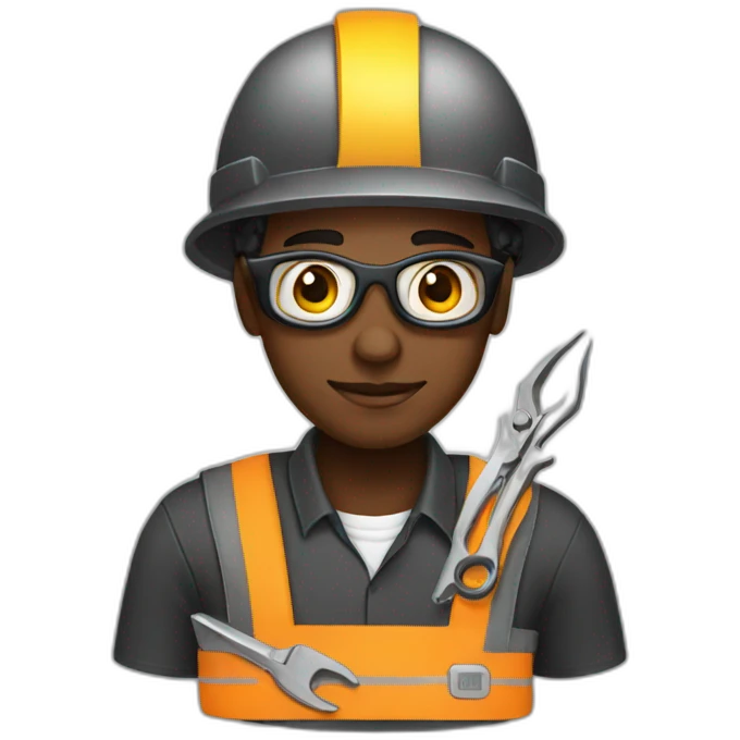 black computer engineer with tools emoji