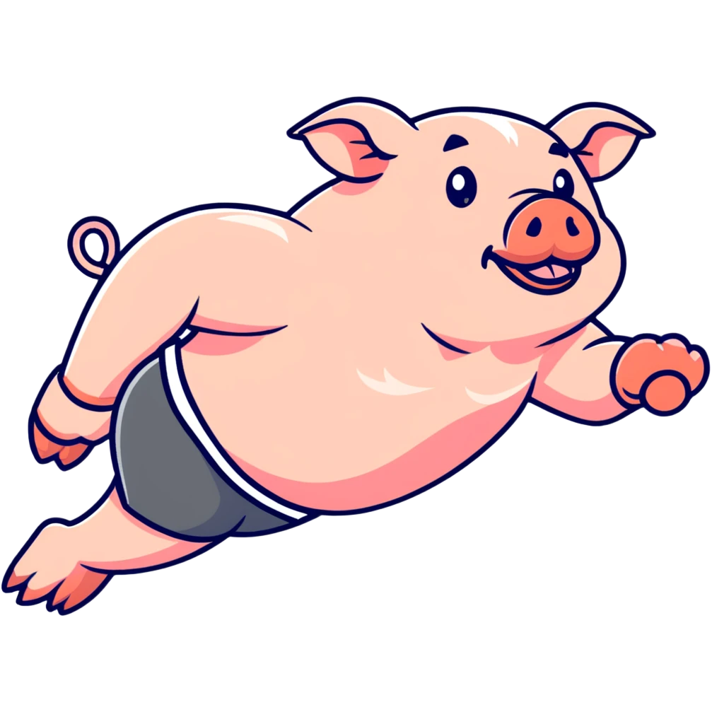 a pig man chasing a rat emoji