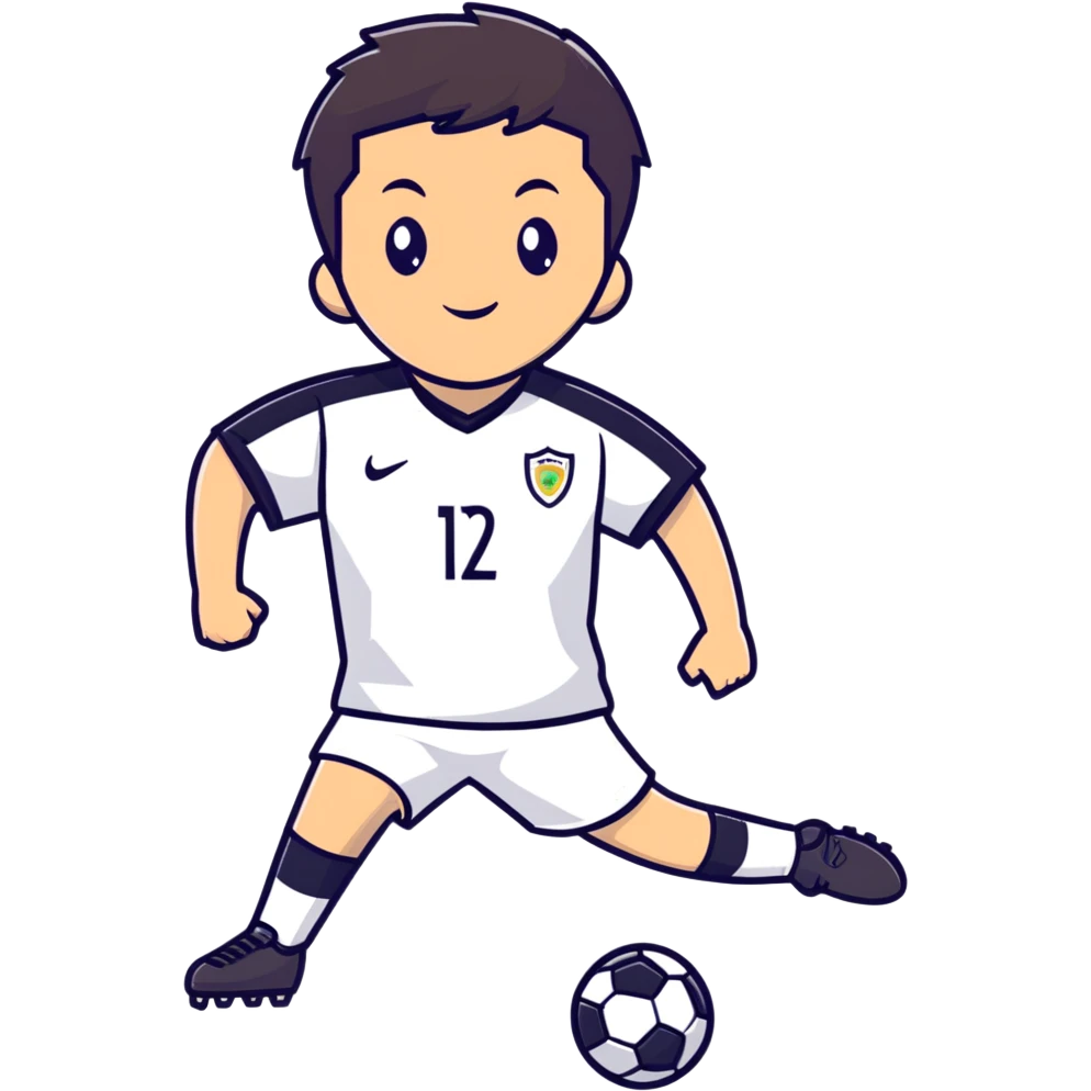 soccer player with confident pose, short dark hair, inspired by Cristiano Ronaldo emoji