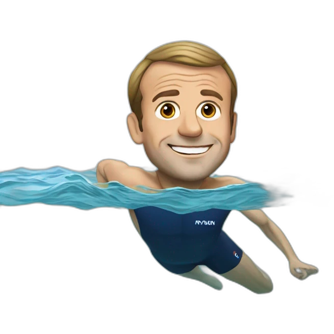 Emmanuel Macron swimming emoji