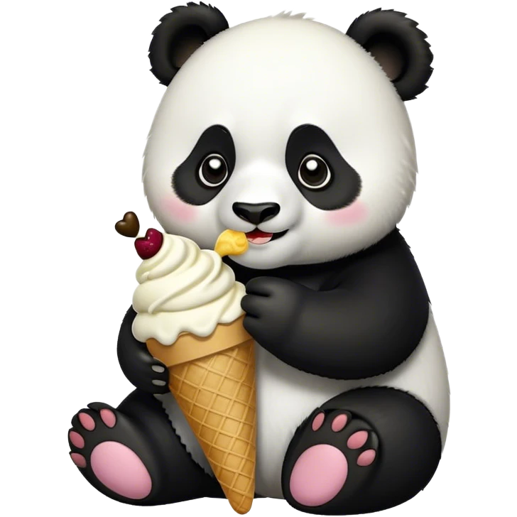 Panda eating ice cream emoji
