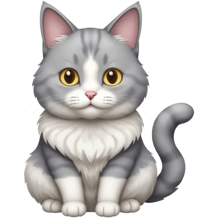 a grey and white cat sitting regally emoji